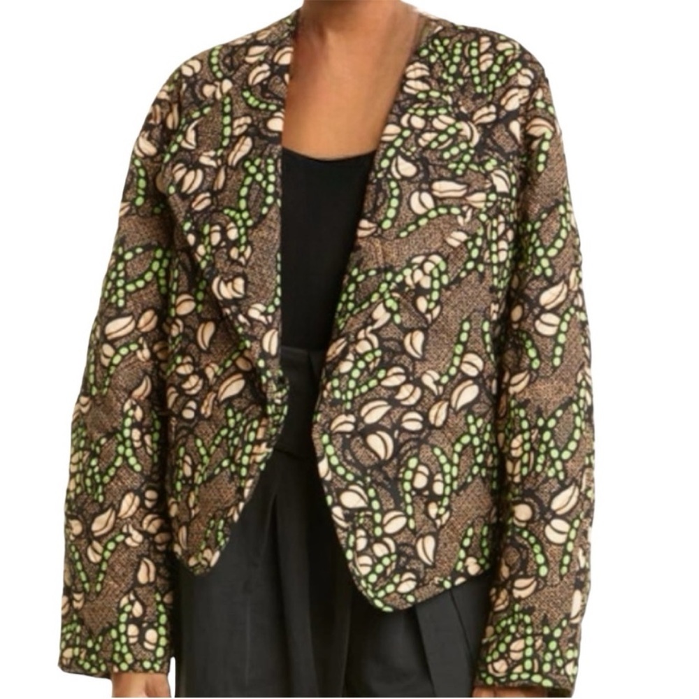 A.L.C. Emory Chocolate Brown Peach Green Quilted Asymmetrical Jacket Small NEW